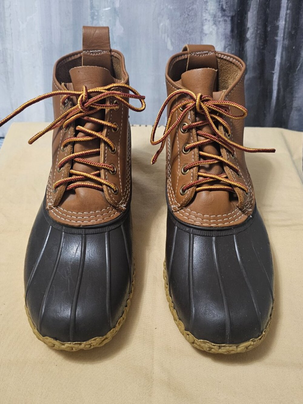 LL Bean Brown & Dark Brown Waterproof Rain Boot Men's Duck Boots 6 inches Size 9 - Picture 4 of 7